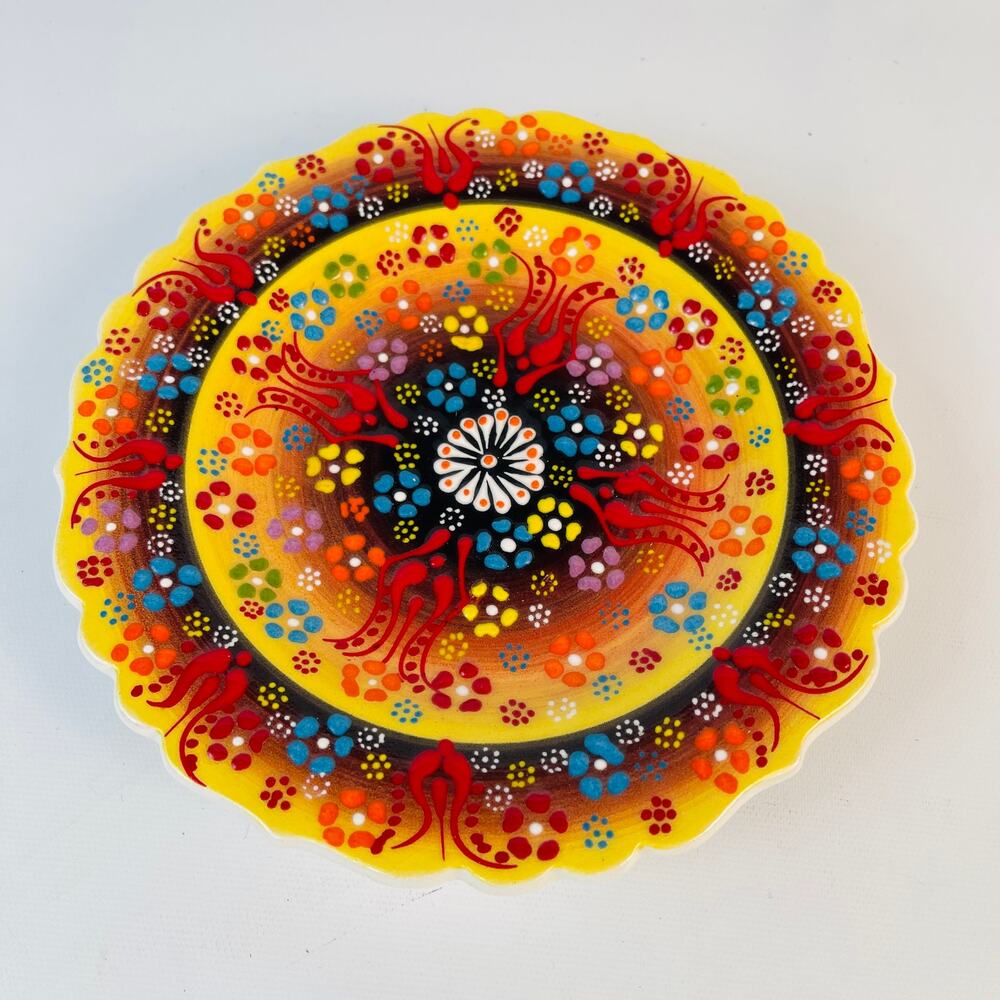 Alcantara Spain Hand Made Painted Decorative Multicolored Plate 7 1/4”